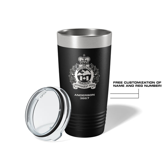 Crowsnest Pass Peace Officer Black Vacuum Insulated Tumbler