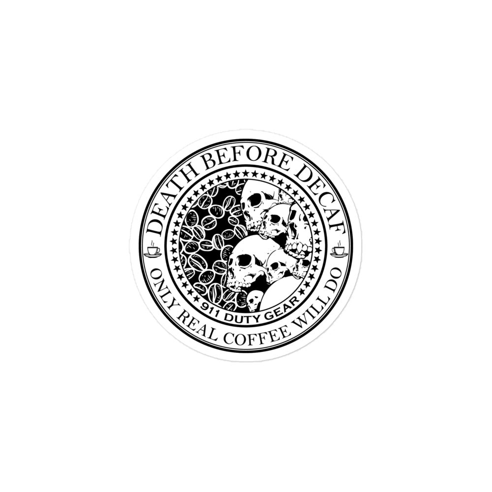 Death Before Decaf Scull Stickers