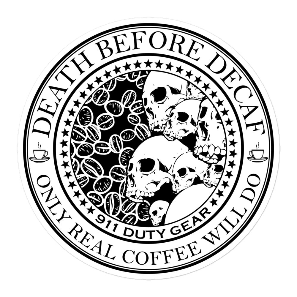 Death Before Decaf Scull Stickers