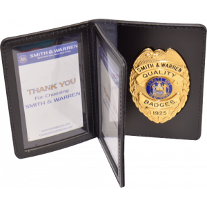 BC98-A - DUTY LEATHER DOUBLE ID & BADGE CASE - BOOK STYLE - RECESSED