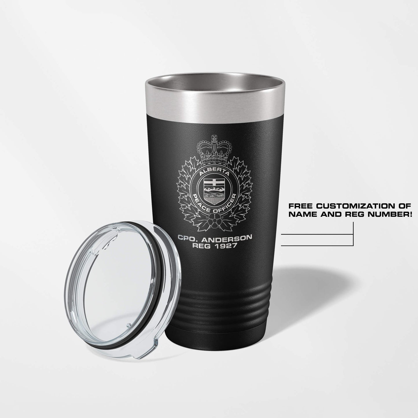 Alberta Peace Officer Black Vacuum Insulated Tumbler-Polar Camel-911 Duty Gear Canada