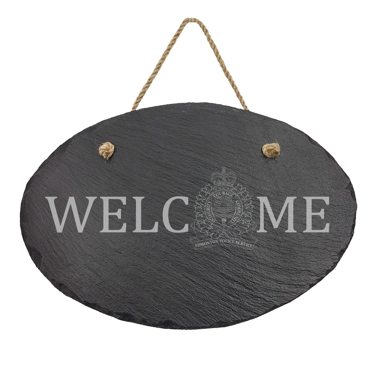Edmonton Police Oval Hanging Slate Decor-911 Duty Gear Canada-911 Duty Gear Canada