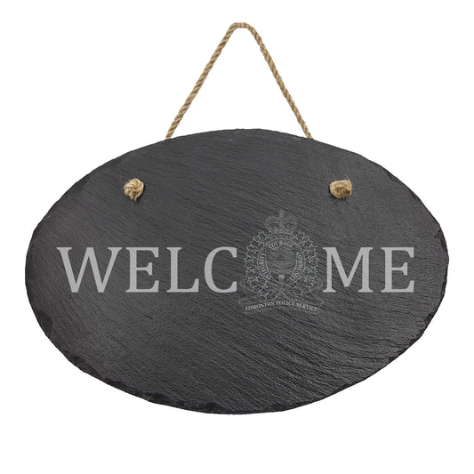 Edmonton Police Oval Hanging Slate Decor-911 Duty Gear Canada-911 Duty Gear Canada