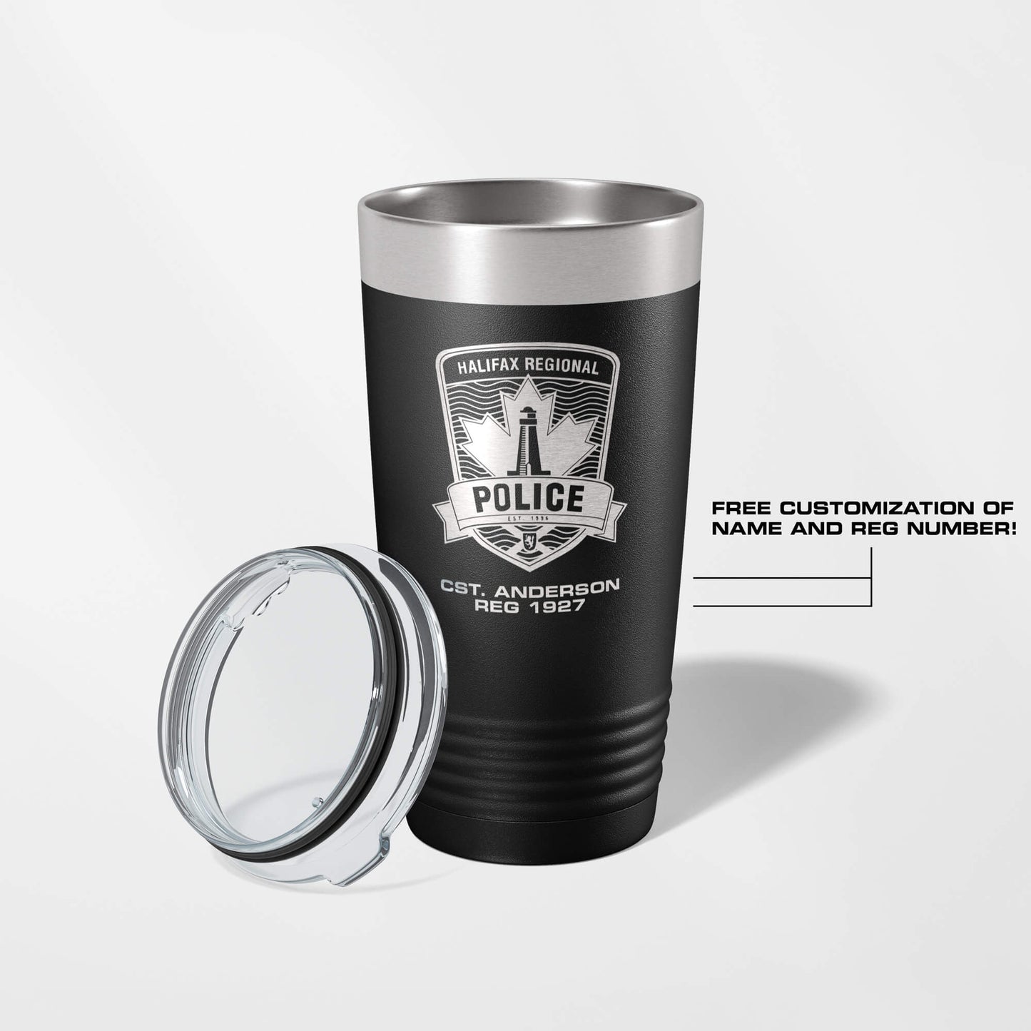 Halifax Regional Police Black Vacuum Insulated Tumbler-Polar Camel-911 Duty Gear Canada