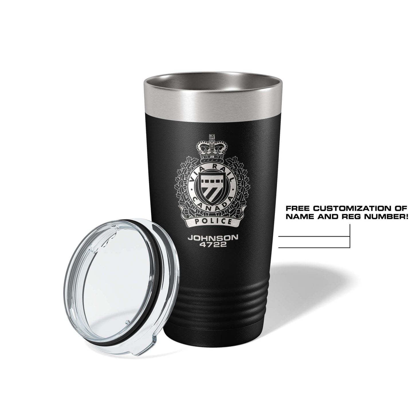 VIA Rail Police Service Black Vacuum Insulated Tumbler