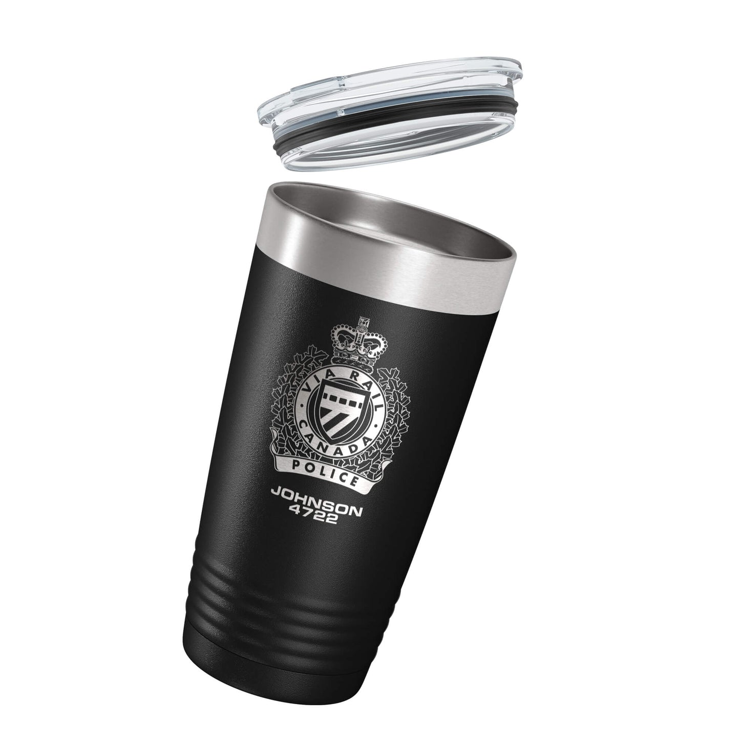 VIA Rail Police Service Black Vacuum Insulated Tumbler
