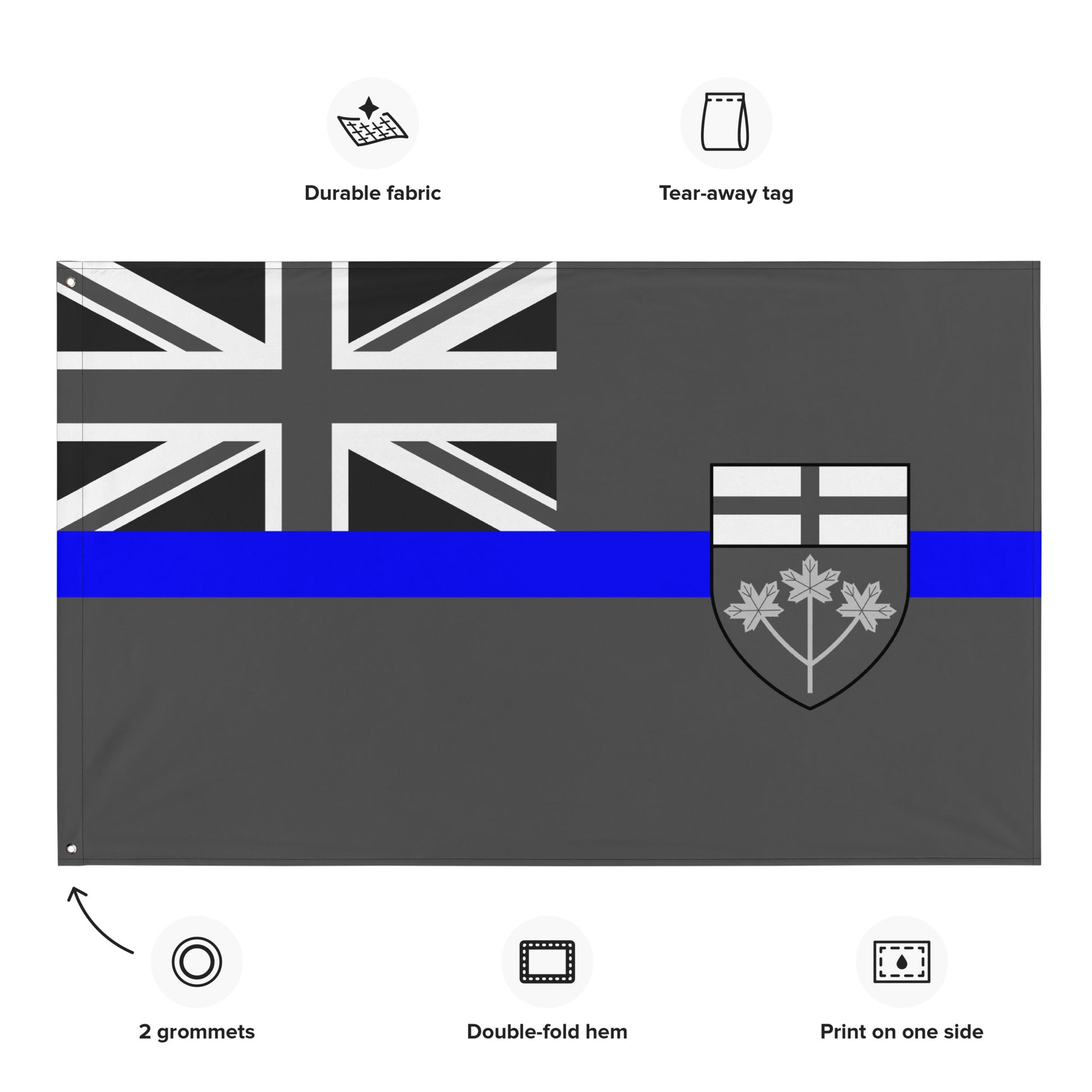 Subdued Ontario Thin Blue Line Canada Wall Flag-911 Duty Gear Canada-911 Duty Gear Canada