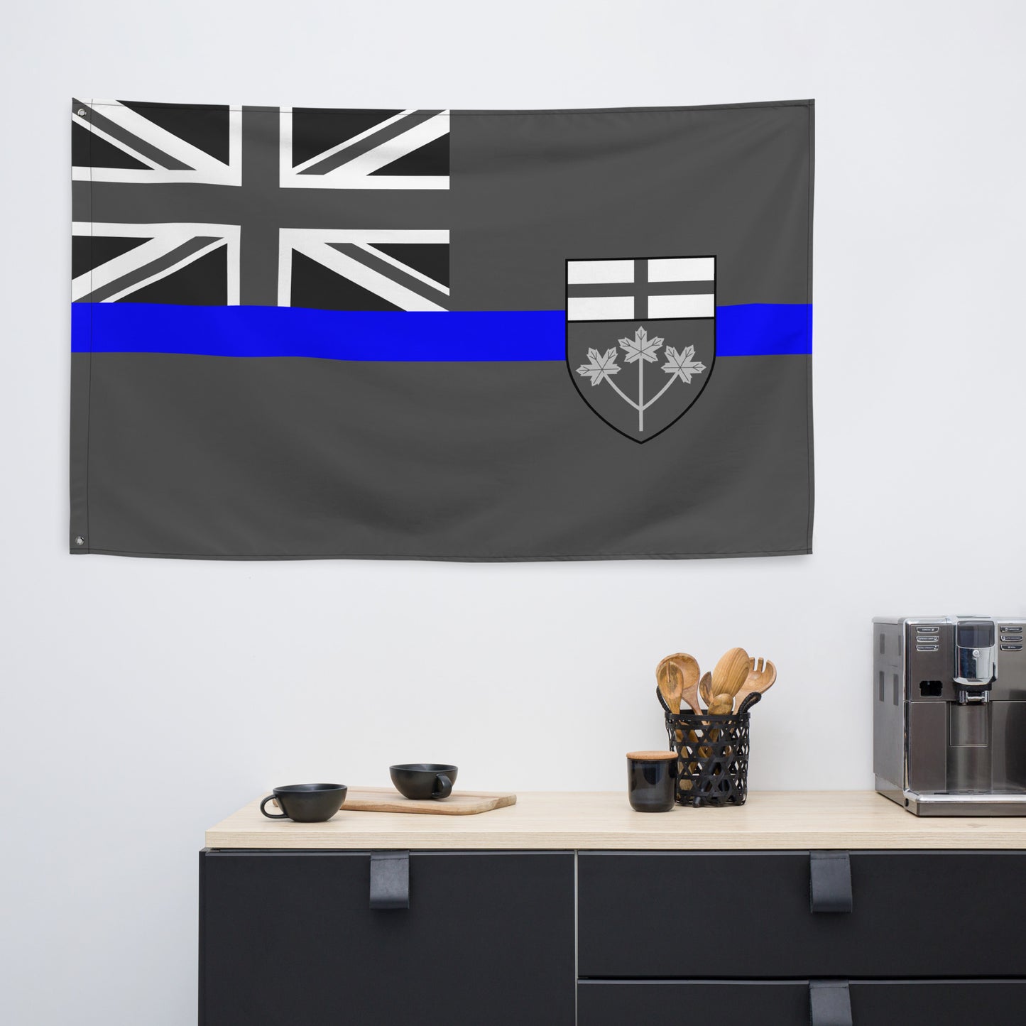 Subdued Ontario Thin Blue Line Canada Wall Flag-911 Duty Gear Canada-911 Duty Gear Canada