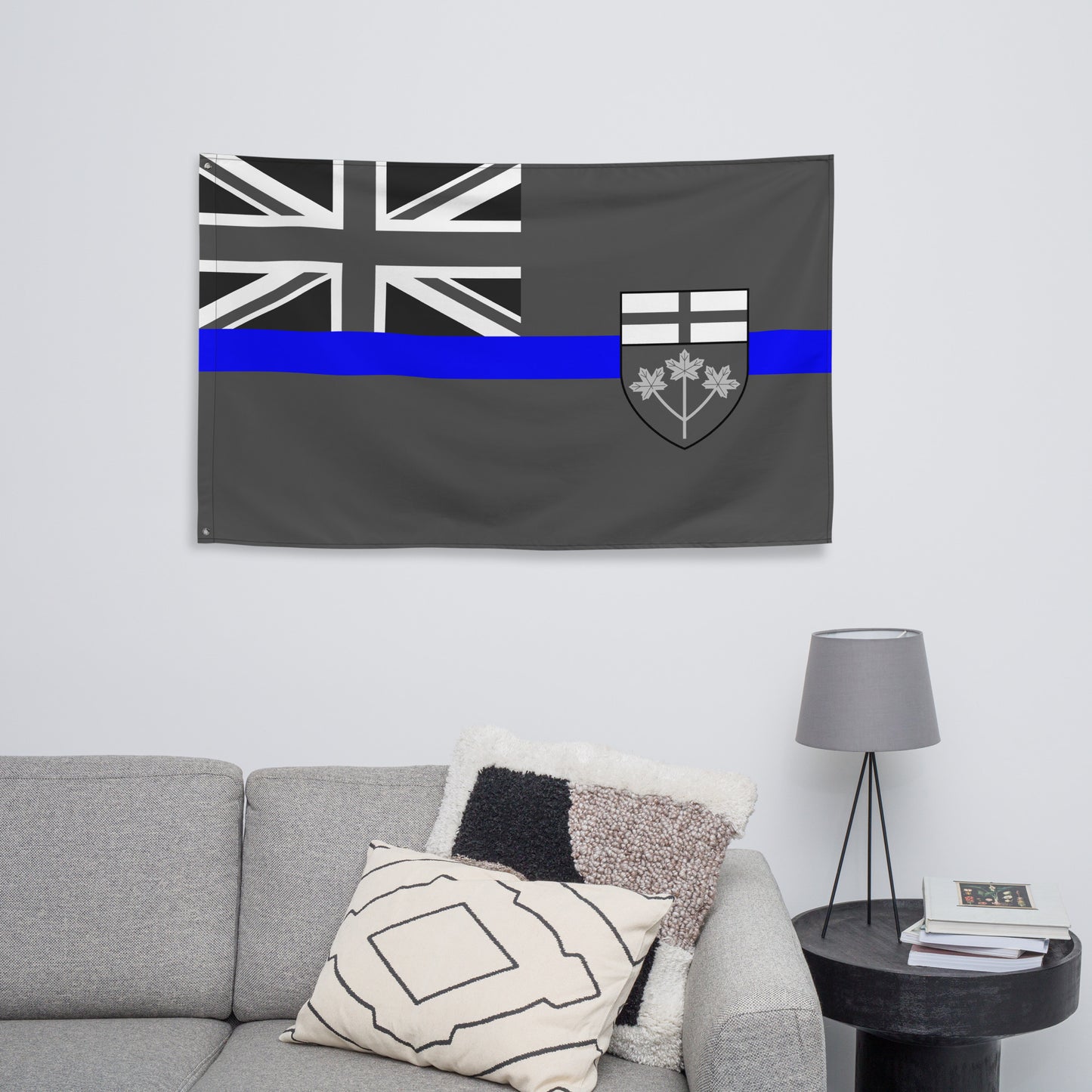 Subdued Ontario Thin Blue Line Canada Wall Flag-911 Duty Gear Canada-911 Duty Gear Canada