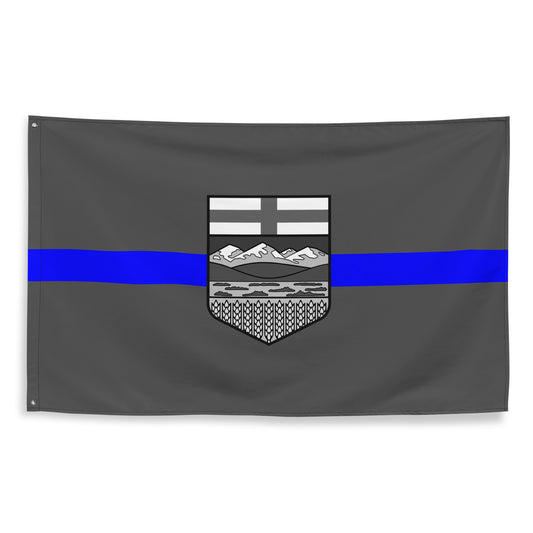 Subdued Alberta Thin Blue Line Canada Wall Flag-911 Duty Gear Canada-911 Duty Gear Canada