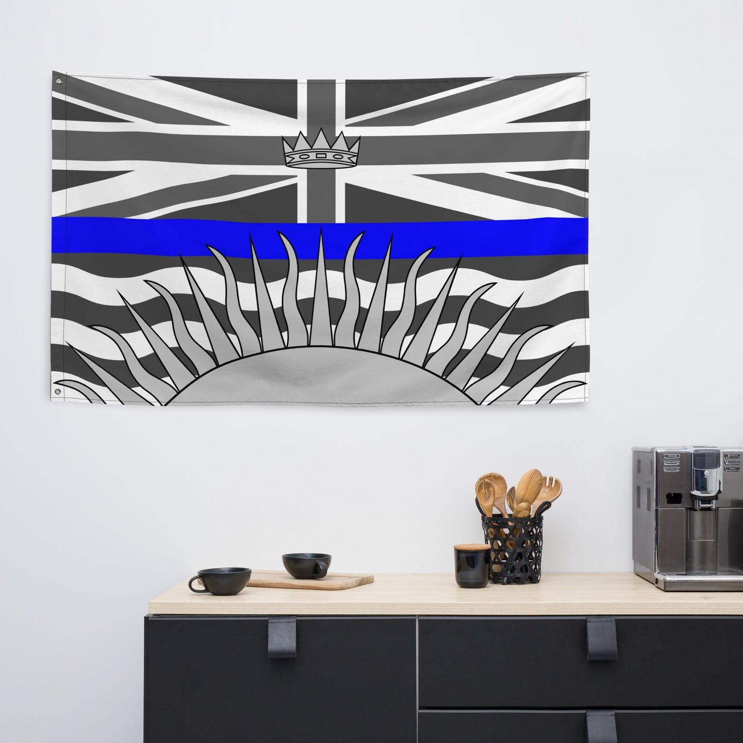Subdued British Columbia Thin Blue Line Canada Wall Flag-911 Duty Gear Canada-911 Duty Gear Canada