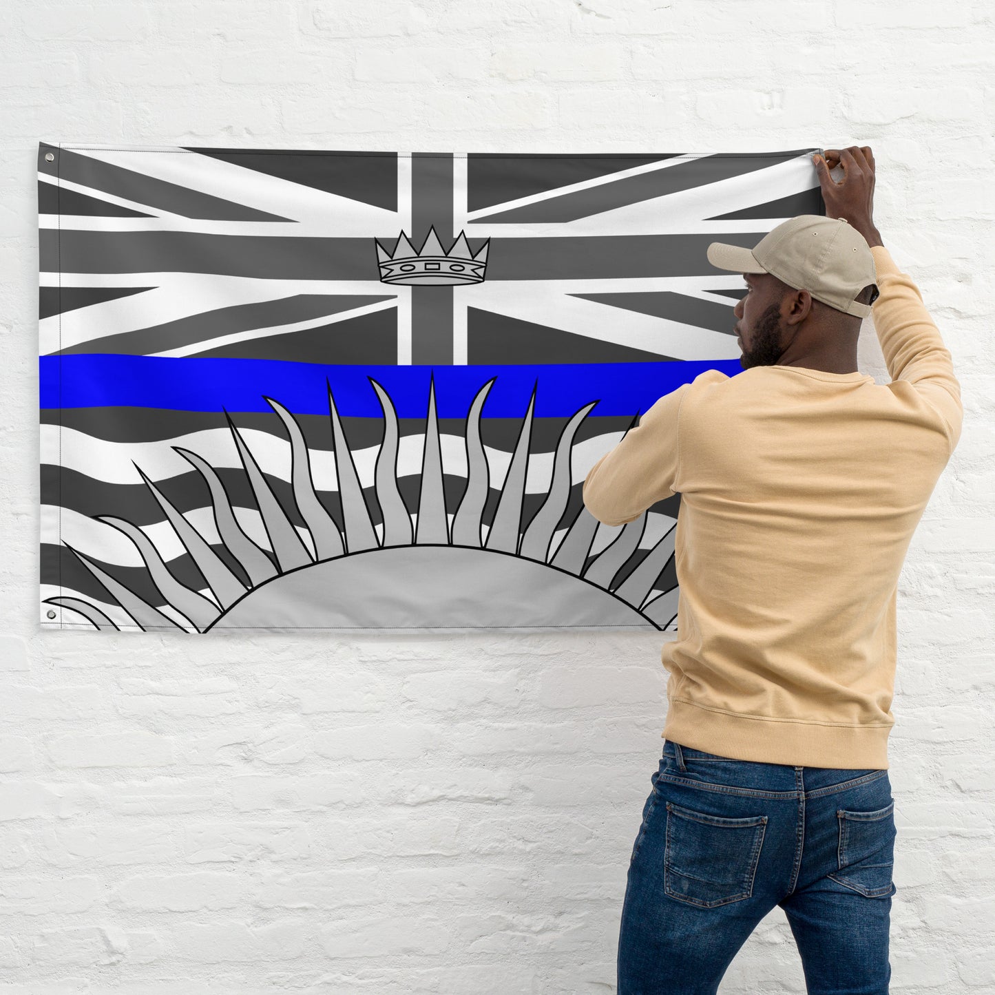 Subdued British Columbia Thin Blue Line Canada Wall Flag-911 Duty Gear Canada-911 Duty Gear Canada