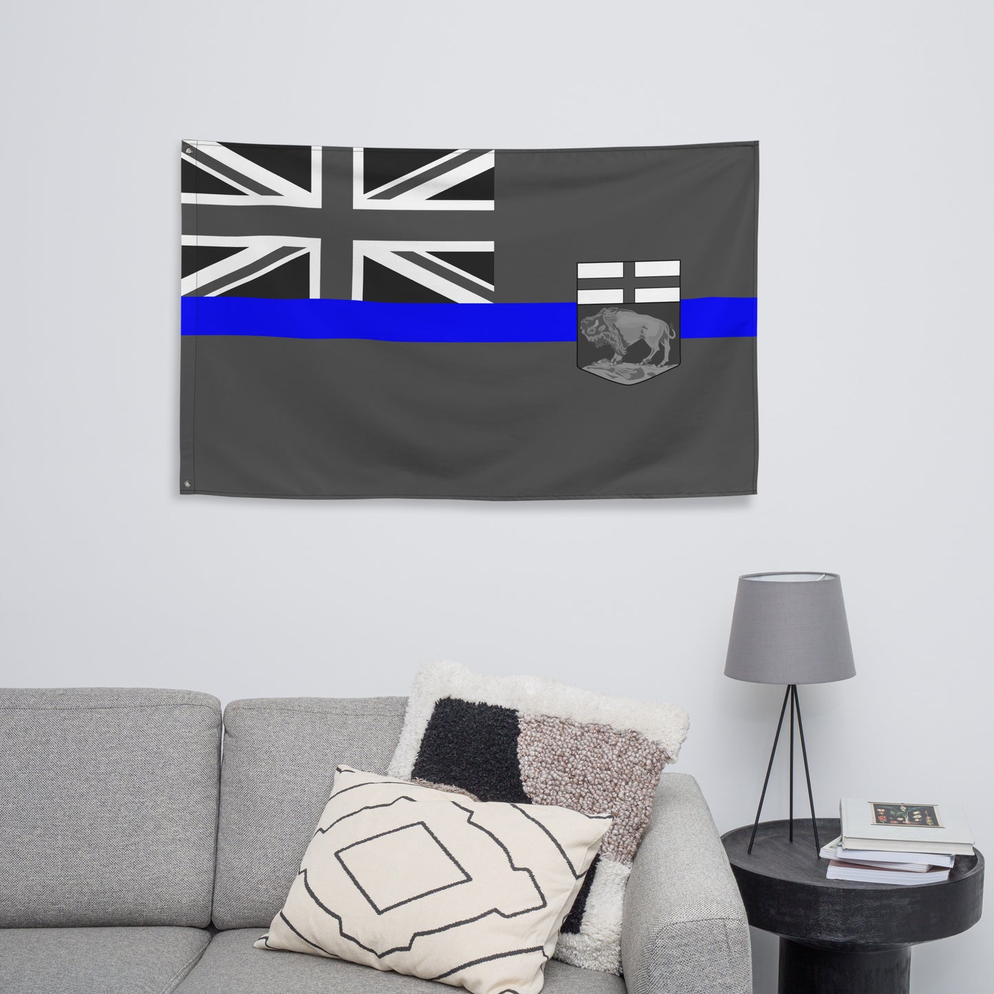 Subdued Manitoba Thin Blue Line Canada Wall Flag-911 Duty Gear Canada-911 Duty Gear Canada