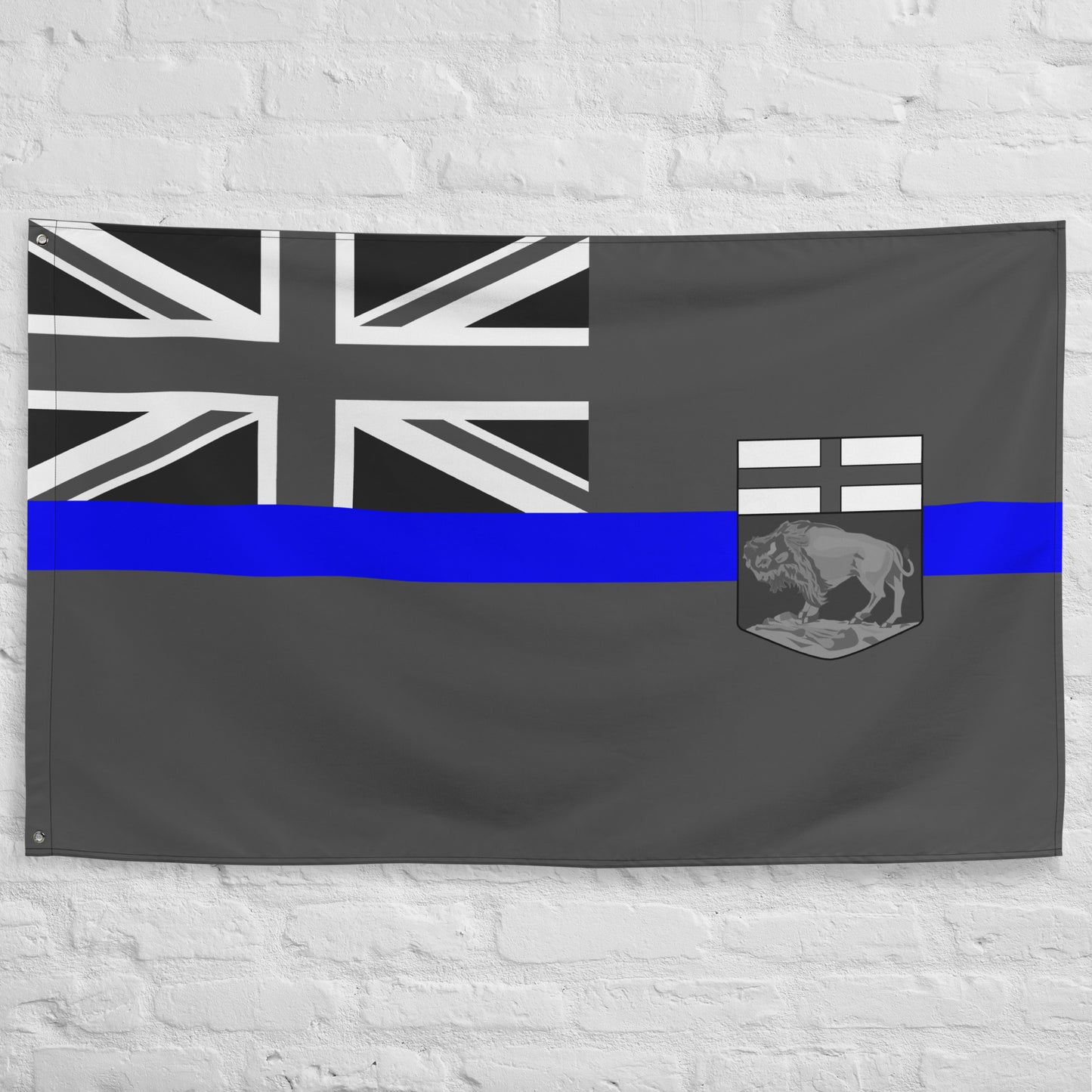 Subdued Manitoba Thin Blue Line Canada Wall Flag-911 Duty Gear Canada-911 Duty Gear Canada