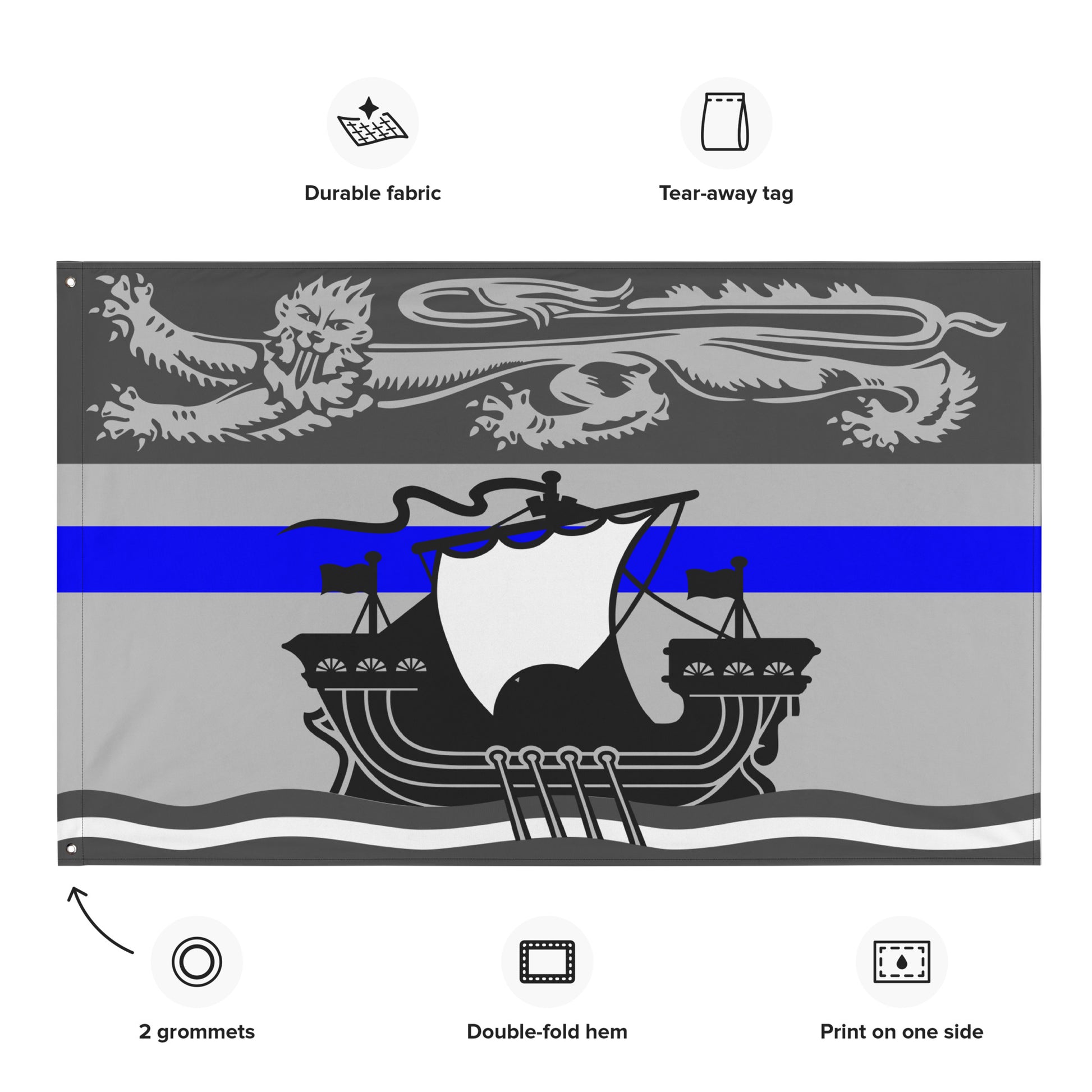 Subdued New Brunswick Thin Blue Line Canada Wall Flag-911 Duty Gear Canada-911 Duty Gear Canada