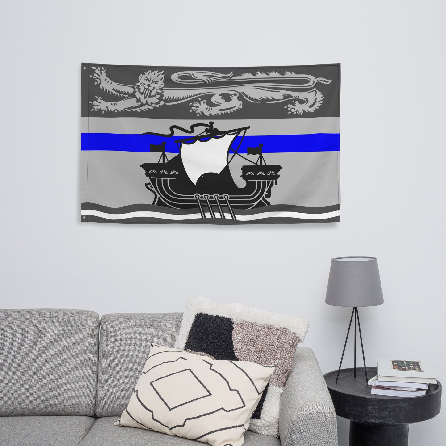 Subdued New Brunswick Thin Blue Line Canada Wall Flag-911 Duty Gear Canada-911 Duty Gear Canada