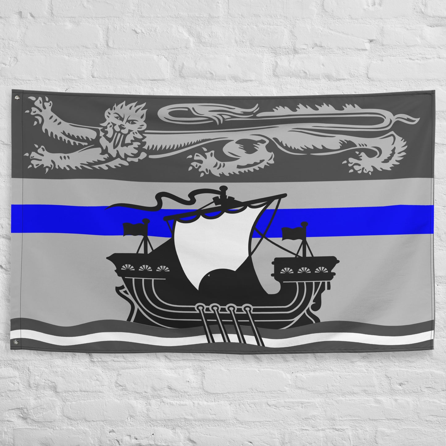 Subdued New Brunswick Thin Blue Line Canada Wall Flag-911 Duty Gear Canada-911 Duty Gear Canada