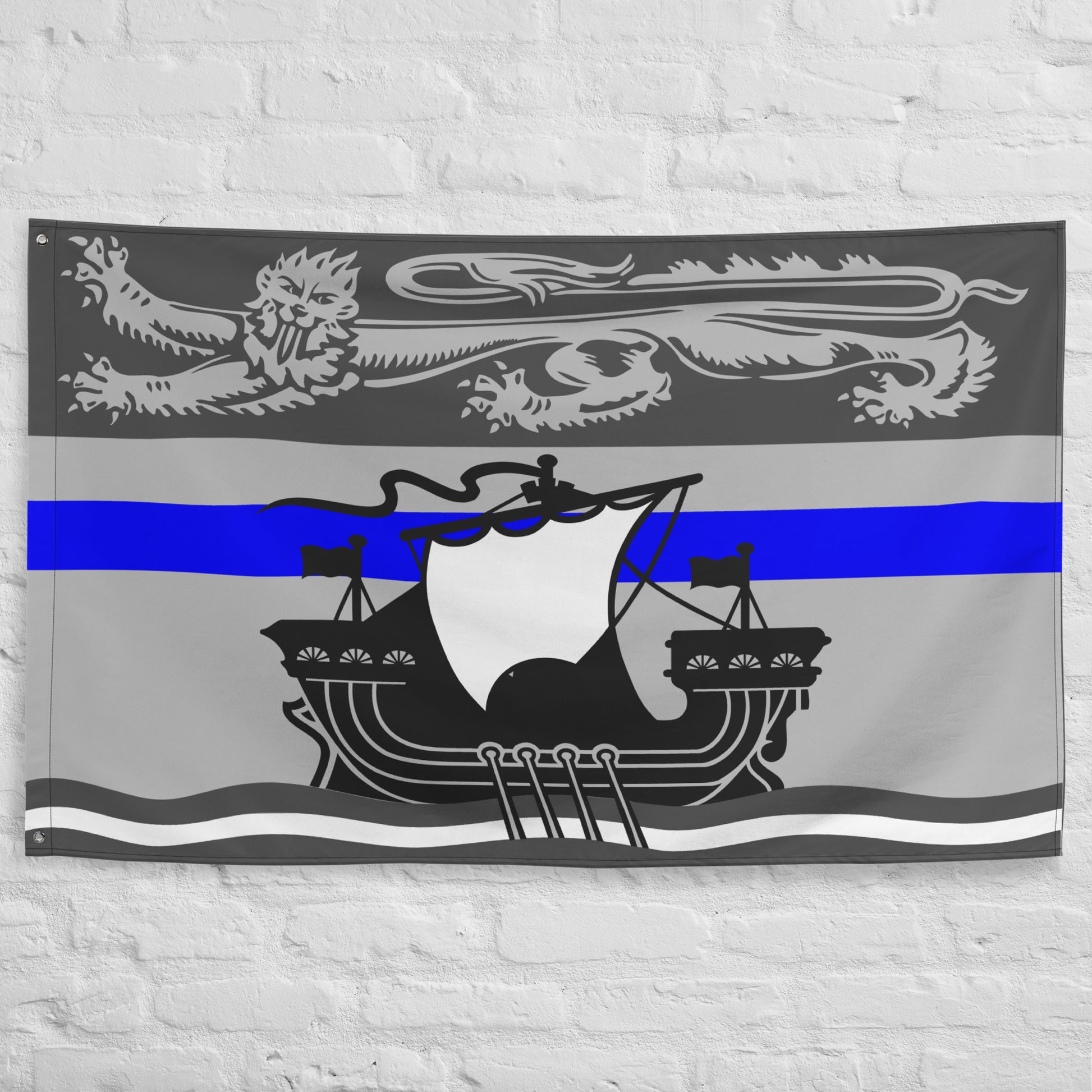 Subdued New Brunswick Thin Blue Line Canada Wall Flag-911 Duty Gear Canada-911 Duty Gear Canada