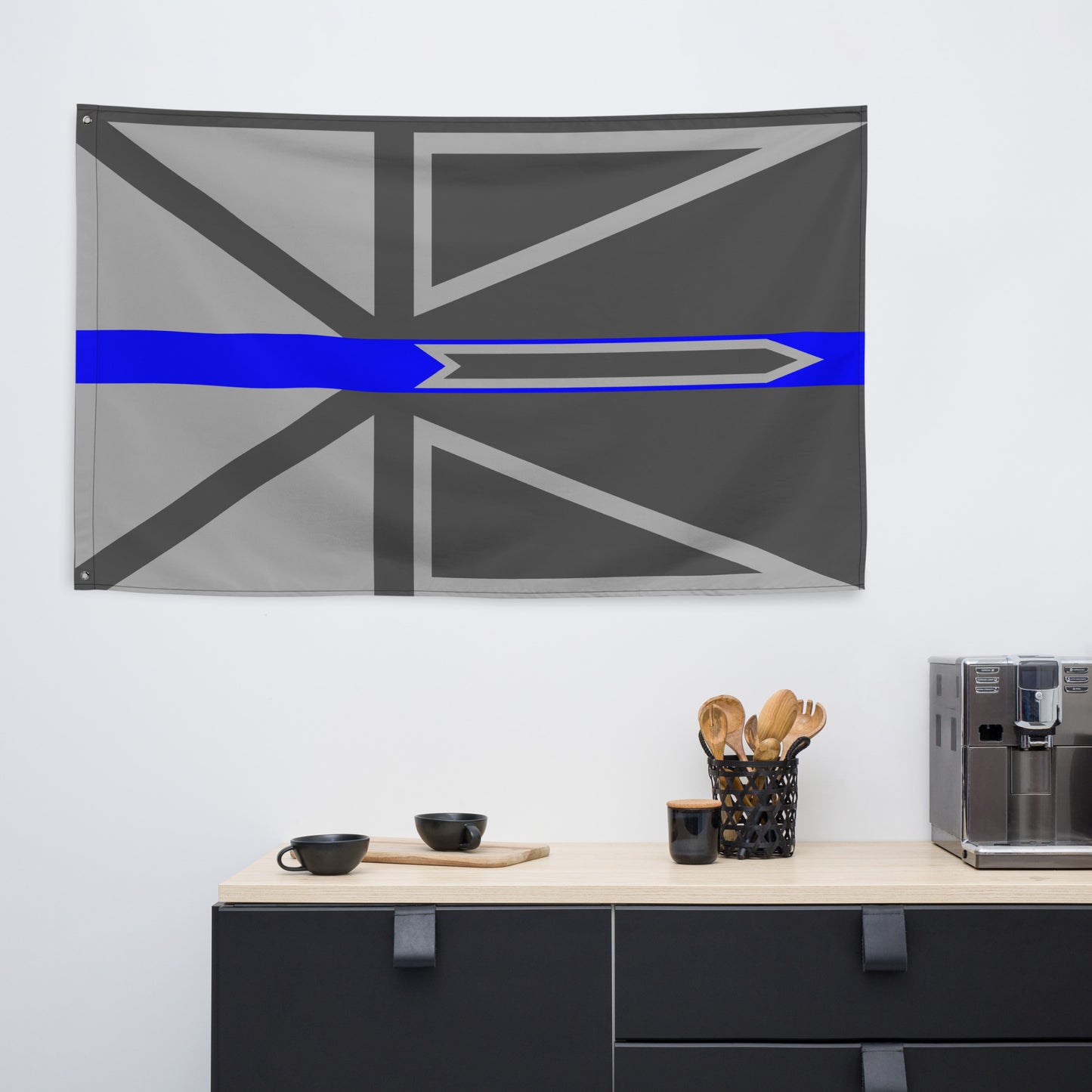 Subdued Newfoundland and Labrador Thin Blue Line Canada Wall Flag-911 Duty Gear Canada-911 Duty Gear Canada