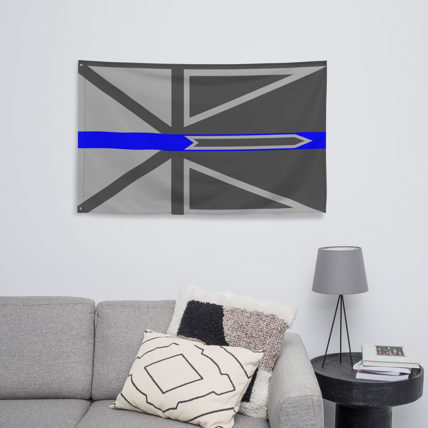 Subdued Newfoundland and Labrador Thin Blue Line Canada Wall Flag-911 Duty Gear Canada-911 Duty Gear Canada