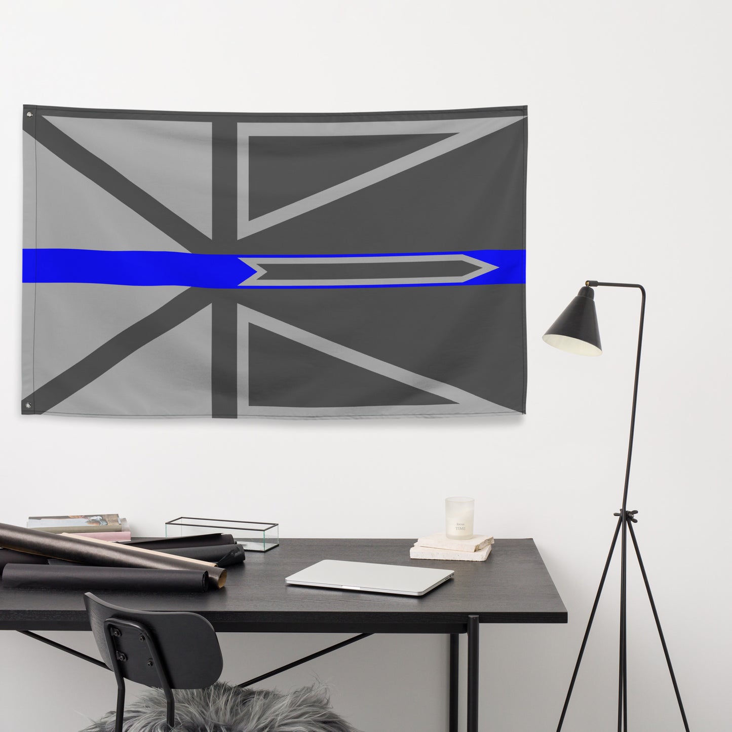 Subdued Newfoundland and Labrador Thin Blue Line Canada Wall Flag-911 Duty Gear Canada-911 Duty Gear Canada