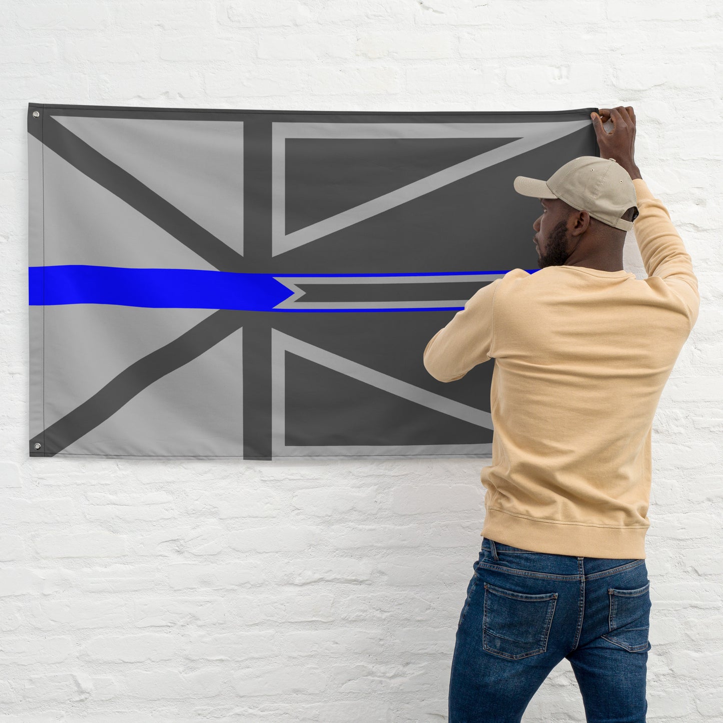 Subdued Newfoundland and Labrador Thin Blue Line Canada Wall Flag-911 Duty Gear Canada-911 Duty Gear Canada