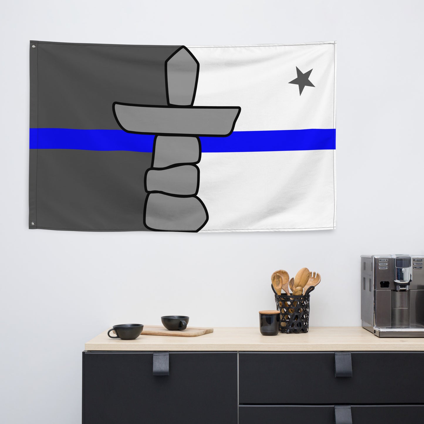 Subdued Nunavut Thin Blue Line Canada Wall Flag-911 Duty Gear Canada-911 Duty Gear Canada