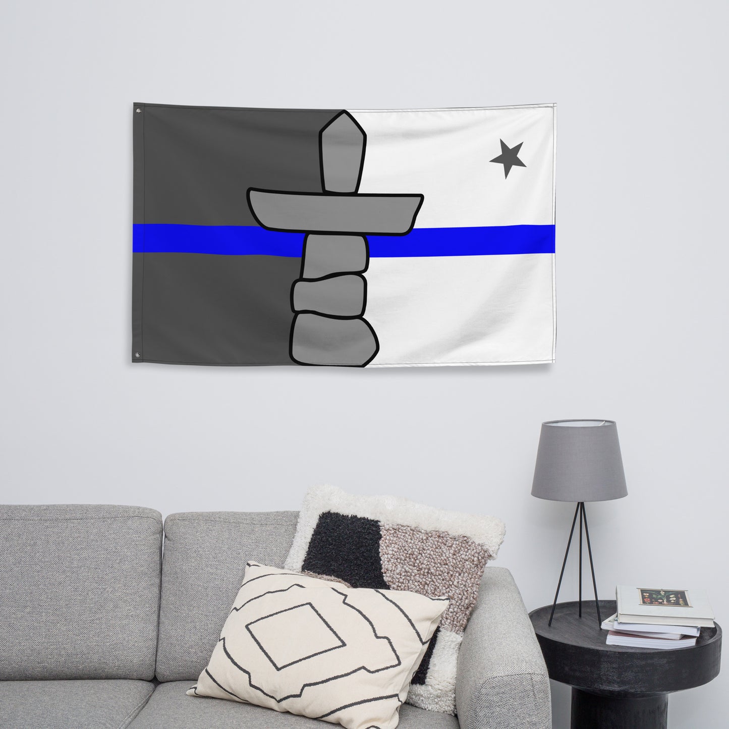 Subdued Nunavut Thin Blue Line Canada Wall Flag-911 Duty Gear Canada-911 Duty Gear Canada