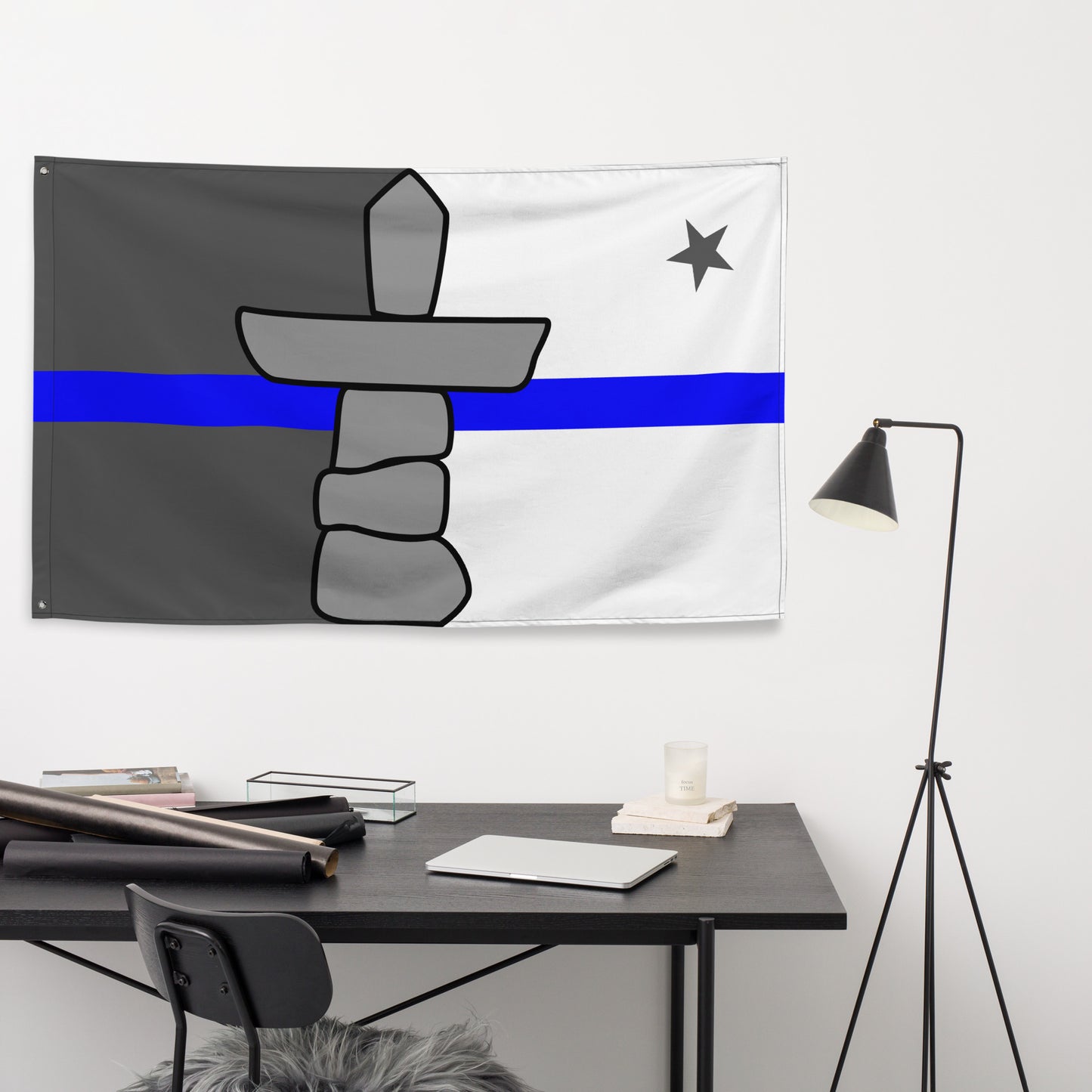 Subdued Nunavut Thin Blue Line Canada Wall Flag-911 Duty Gear Canada-911 Duty Gear Canada