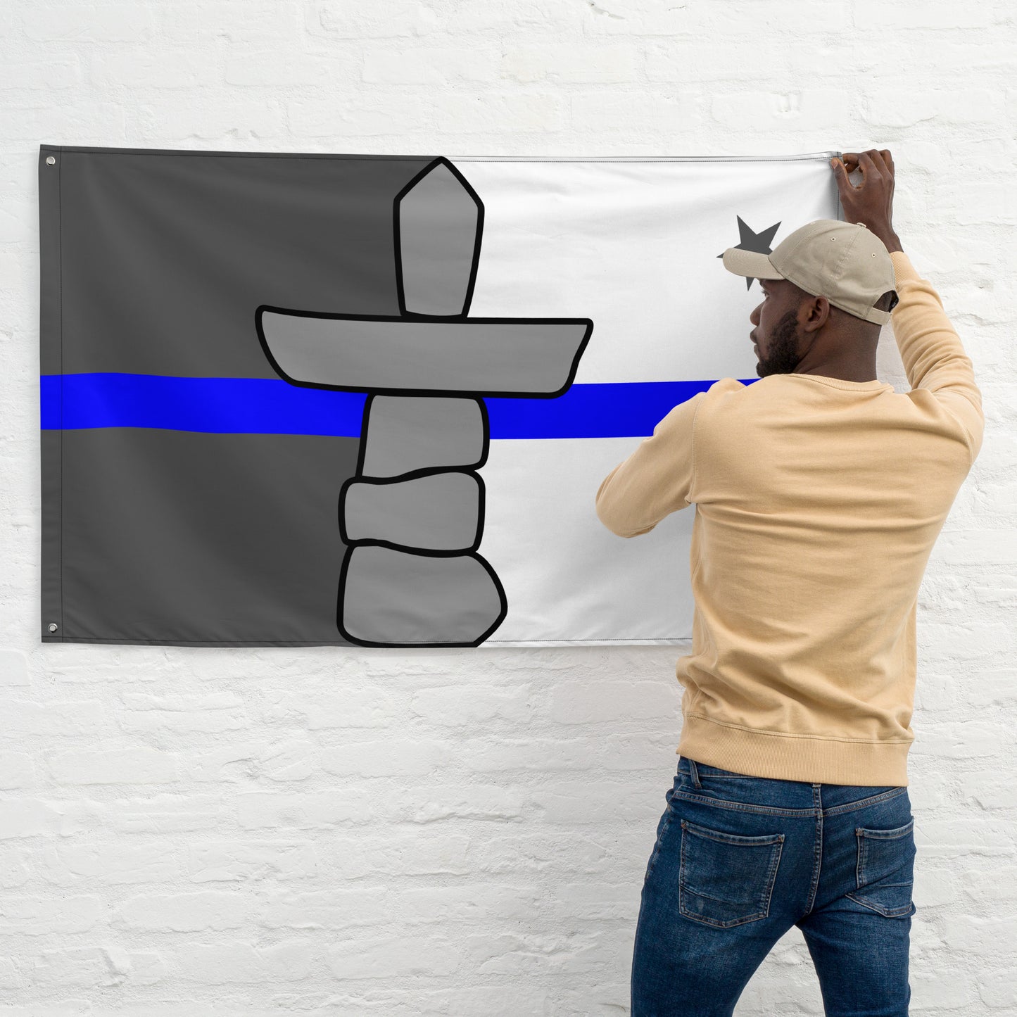 Subdued Nunavut Thin Blue Line Canada Wall Flag-911 Duty Gear Canada-911 Duty Gear Canada