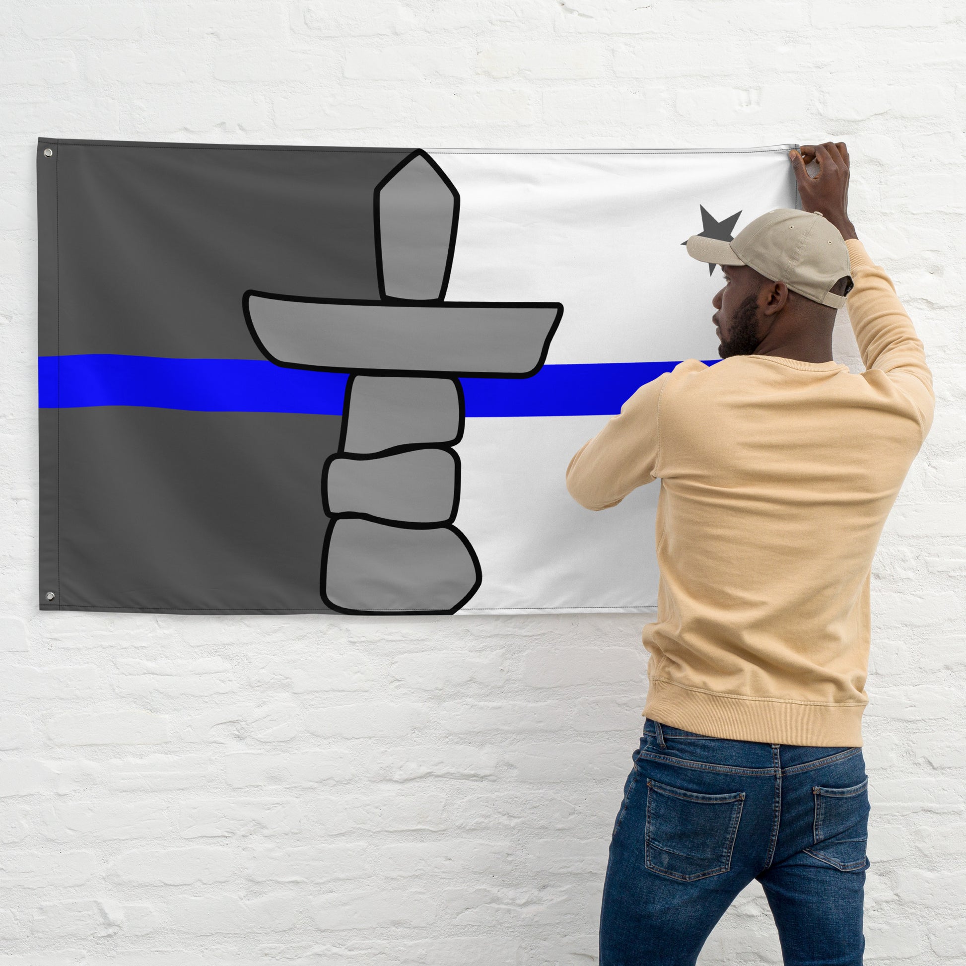 Subdued Nunavut Thin Blue Line Canada Wall Flag-911 Duty Gear Canada-911 Duty Gear Canada