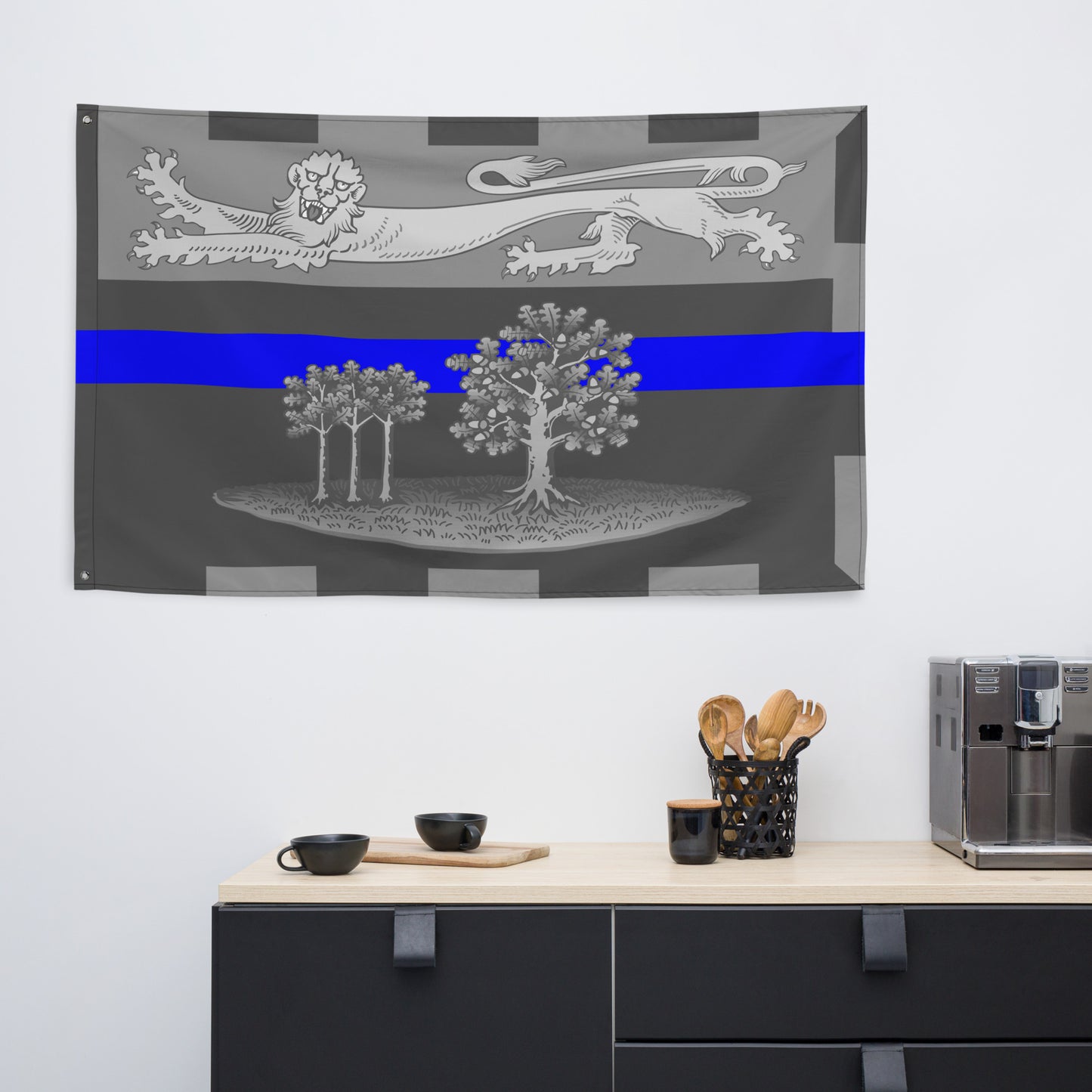 Subdued Prince Edward Island Thin Blue Line Canada Wall Flag-911 Duty Gear Canada-911 Duty Gear Canada
