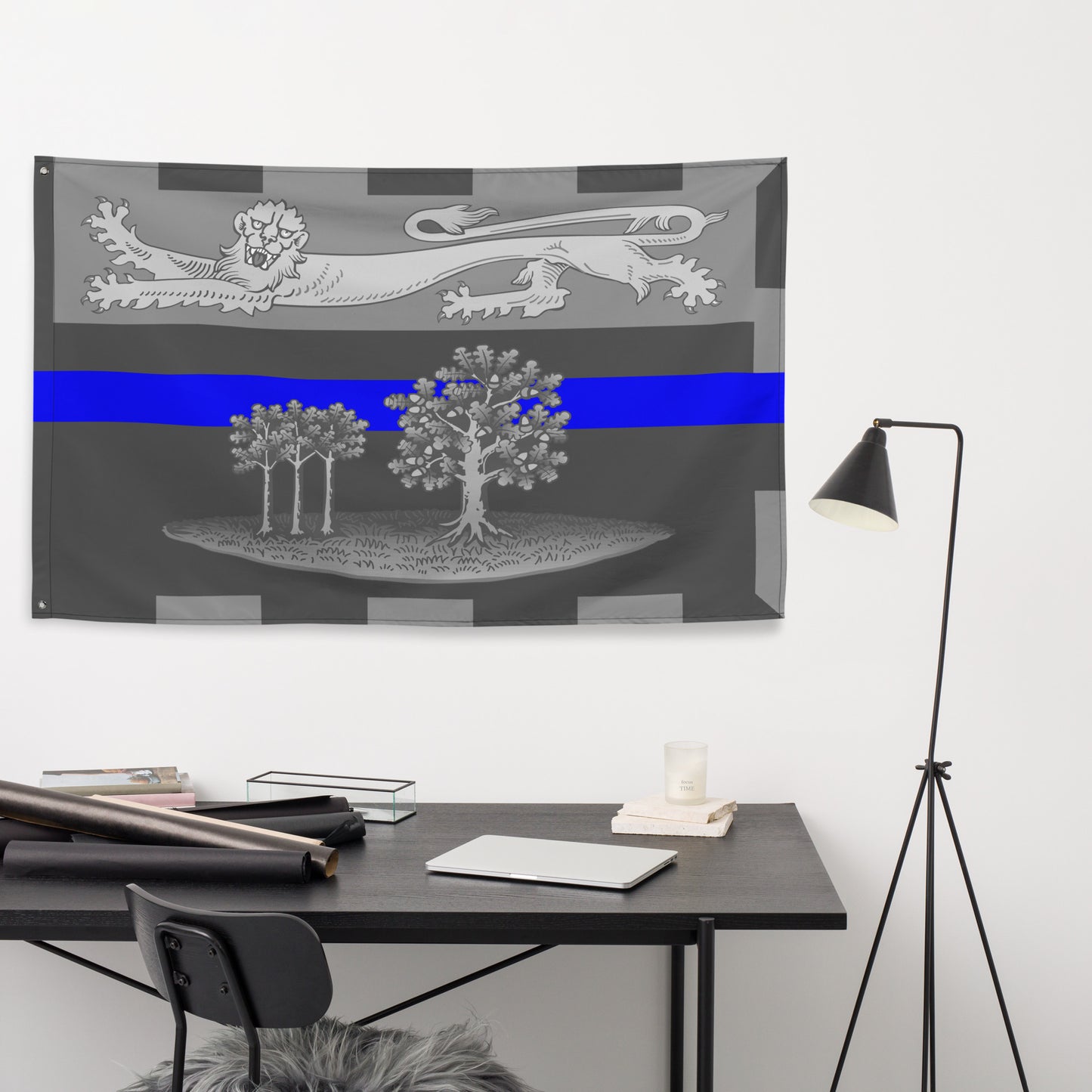 Subdued Prince Edward Island Thin Blue Line Canada Wall Flag-911 Duty Gear Canada-911 Duty Gear Canada
