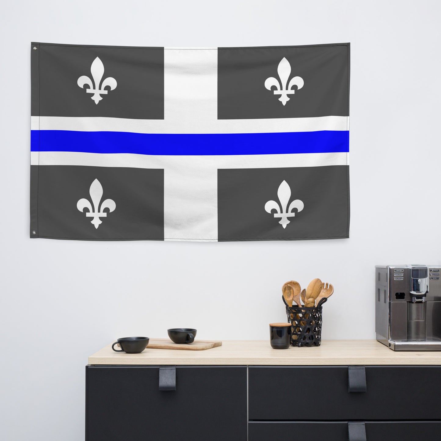 Subdued Quebec Thin Blue Line Canada Wall Flag-911 Duty Gear Canada-911 Duty Gear Canada