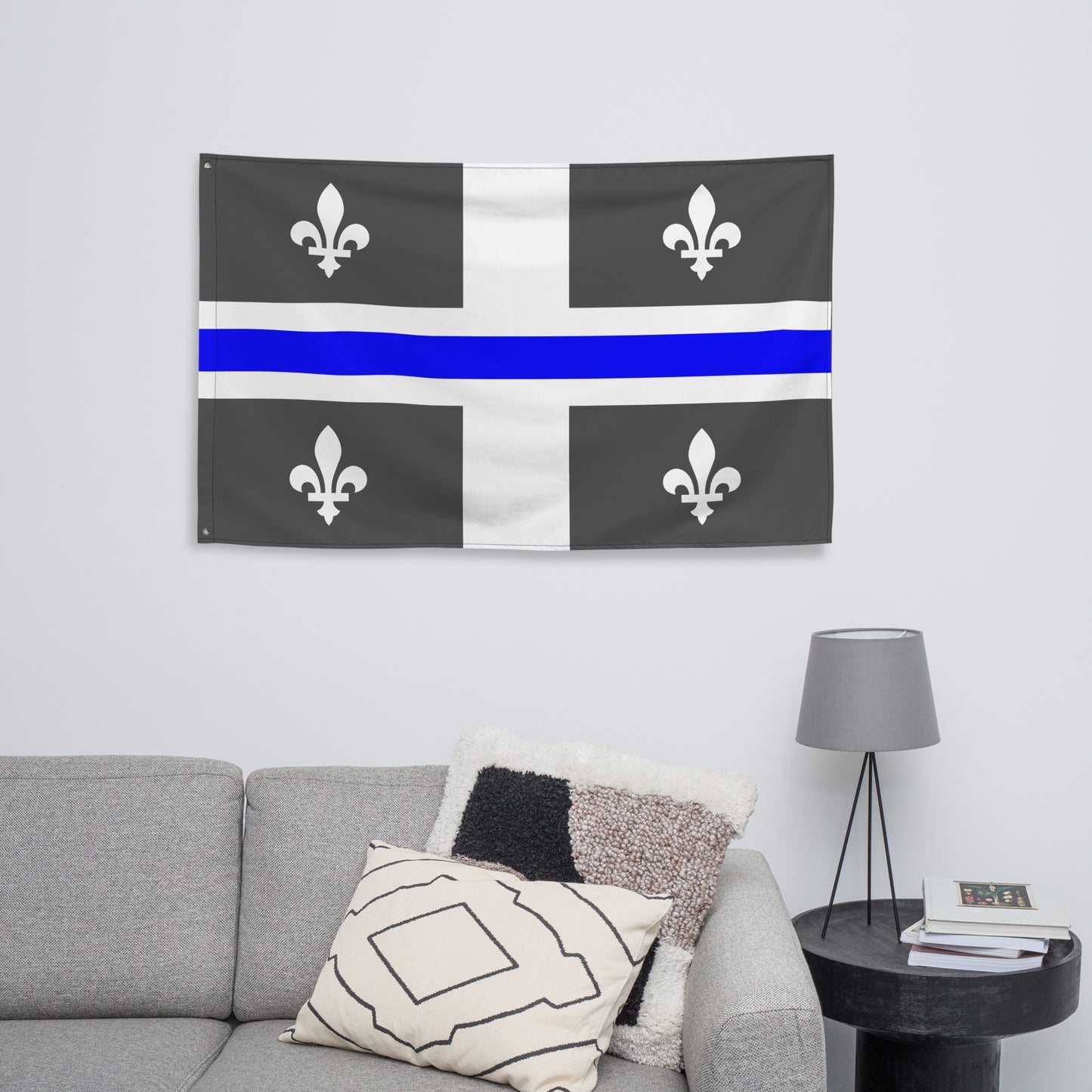 Subdued Quebec Thin Blue Line Canada Wall Flag-911 Duty Gear Canada-911 Duty Gear Canada