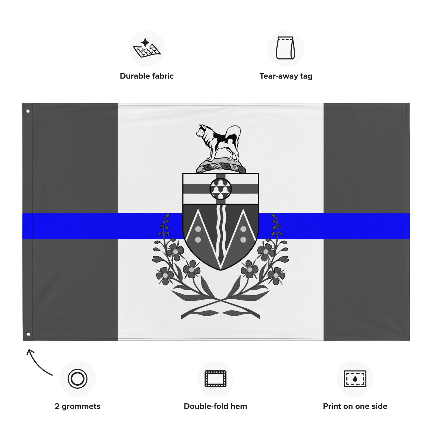 Subdued Yukon Thin Blue Line Canada Wall Flag-911 Duty Gear Canada-911 Duty Gear Canada