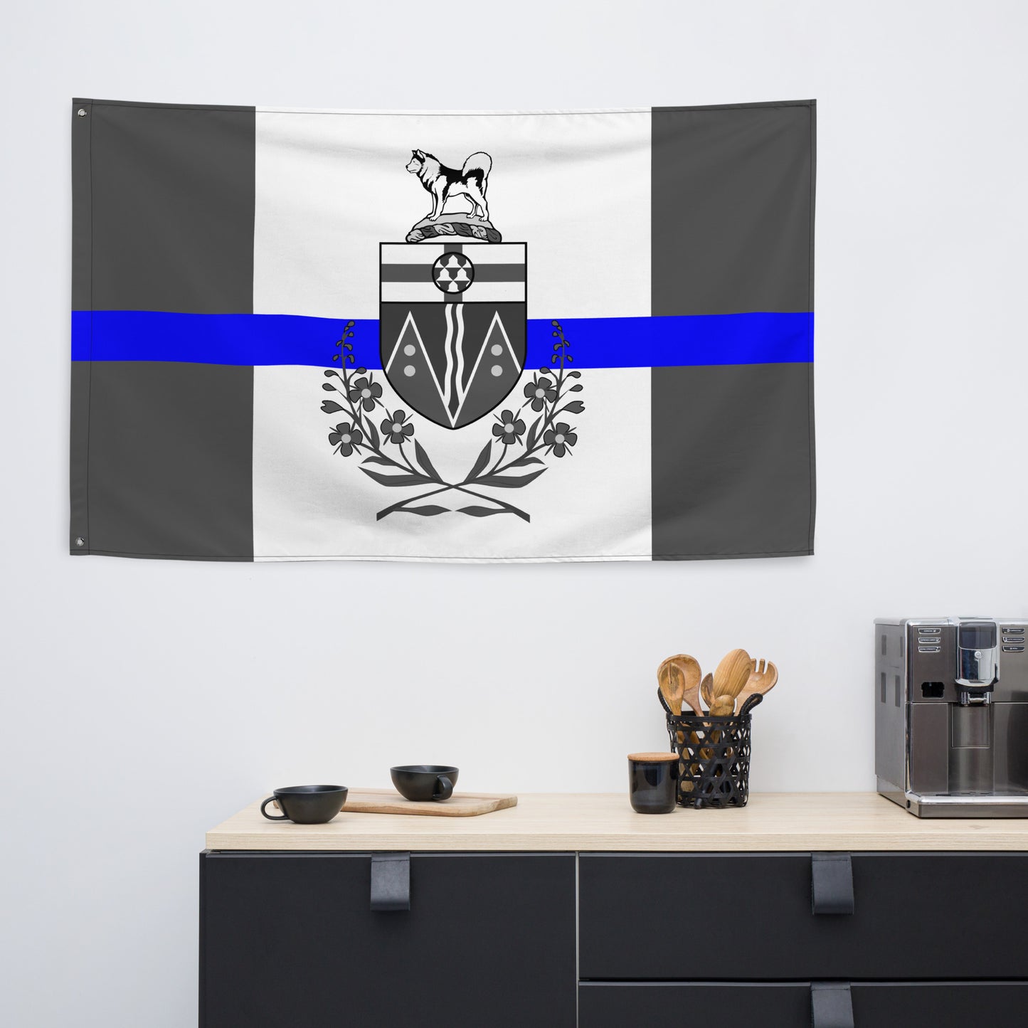 Subdued Yukon Thin Blue Line Canada Wall Flag-911 Duty Gear Canada-911 Duty Gear Canada