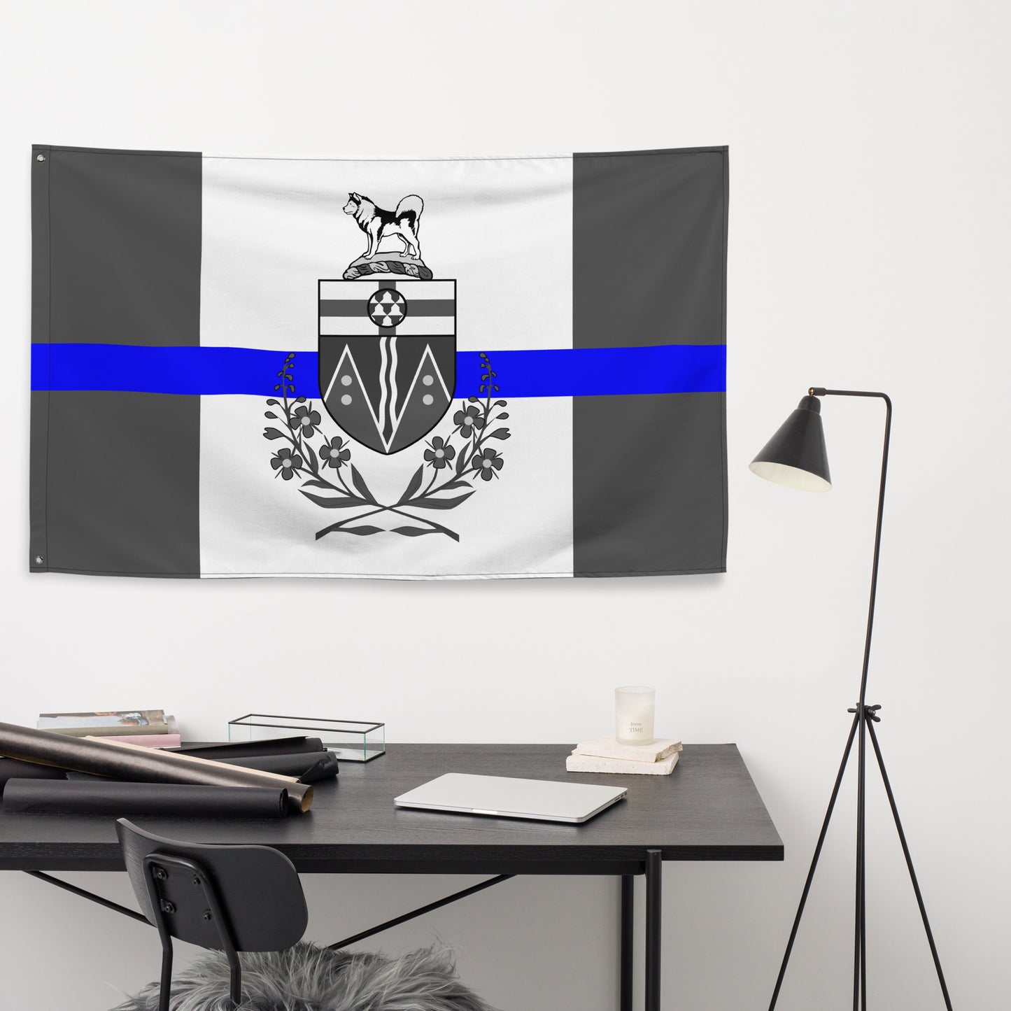 Subdued Yukon Thin Blue Line Canada Wall Flag-911 Duty Gear Canada-911 Duty Gear Canada