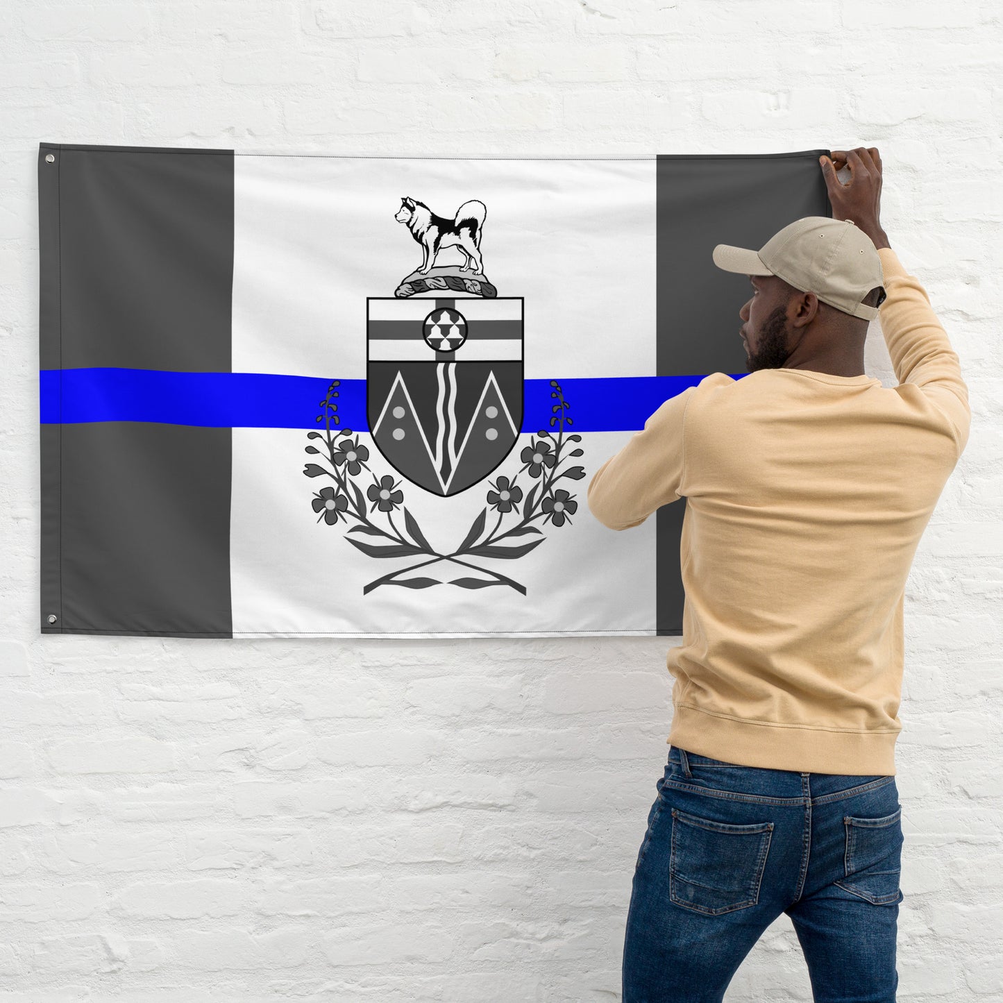 Subdued Yukon Thin Blue Line Canada Wall Flag-911 Duty Gear Canada-911 Duty Gear Canada