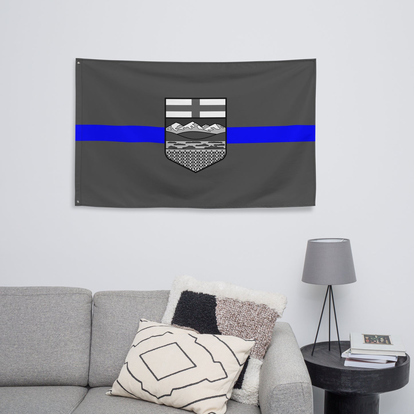 Subdued Alberta Thin Blue Line Canada Wall Flag-911 Duty Gear Canada-911 Duty Gear Canada