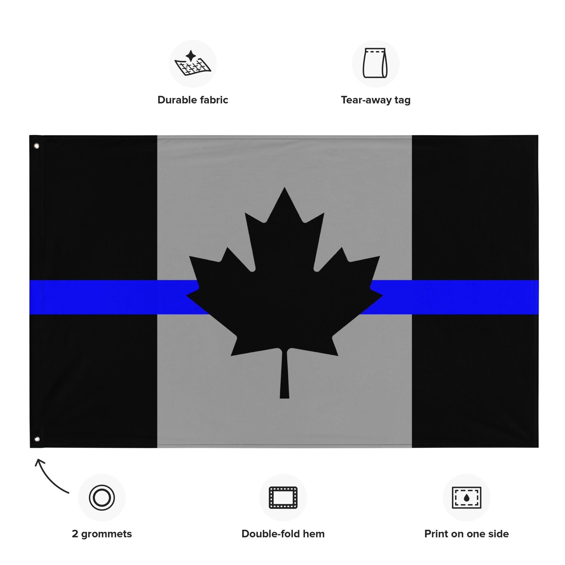 Thin Blue Line Canada Maple Leaf Wall Flag-911 Duty Gear Canada-911 Duty Gear Canada