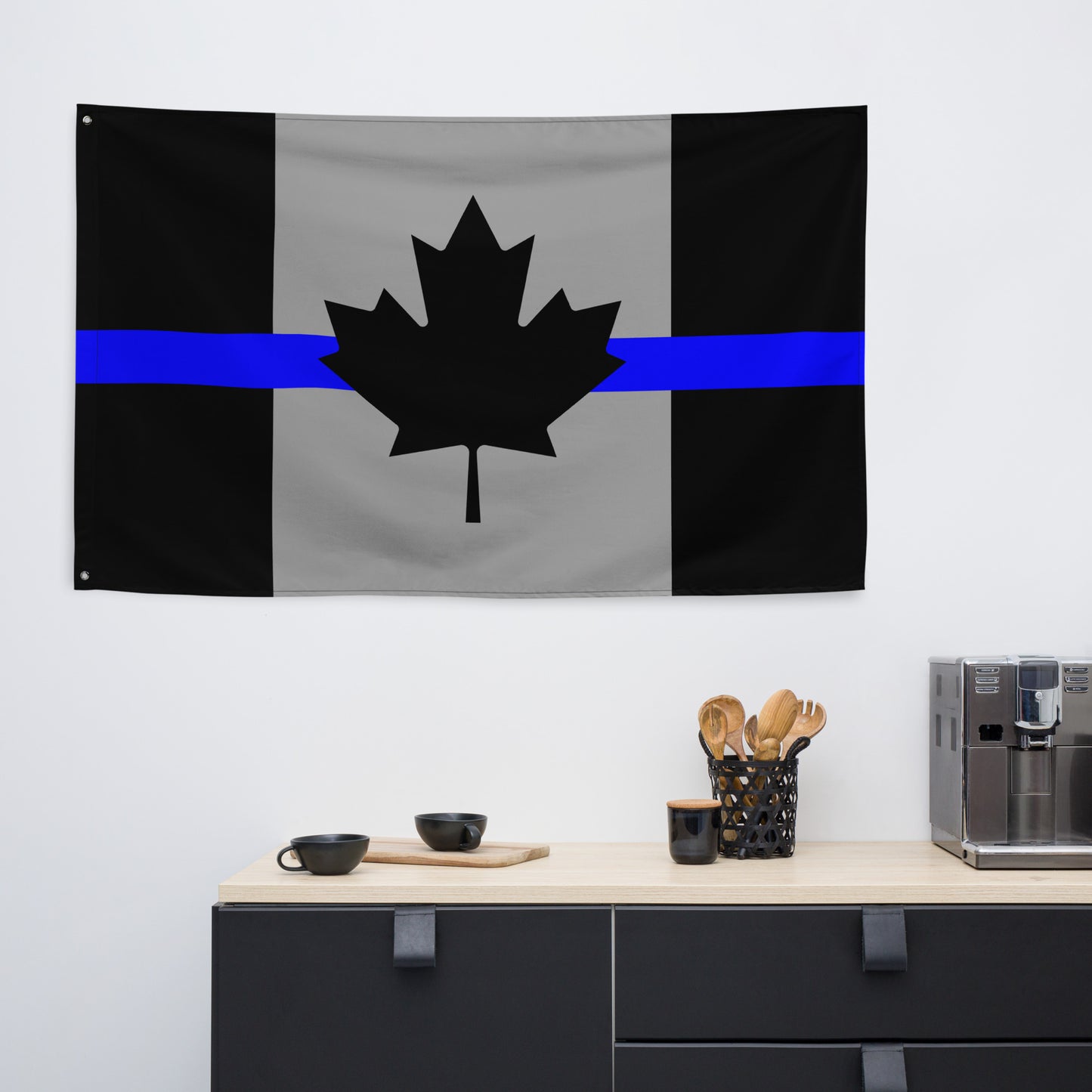 Thin Blue Line Canada Maple Leaf Wall Flag-911 Duty Gear Canada-911 Duty Gear Canada