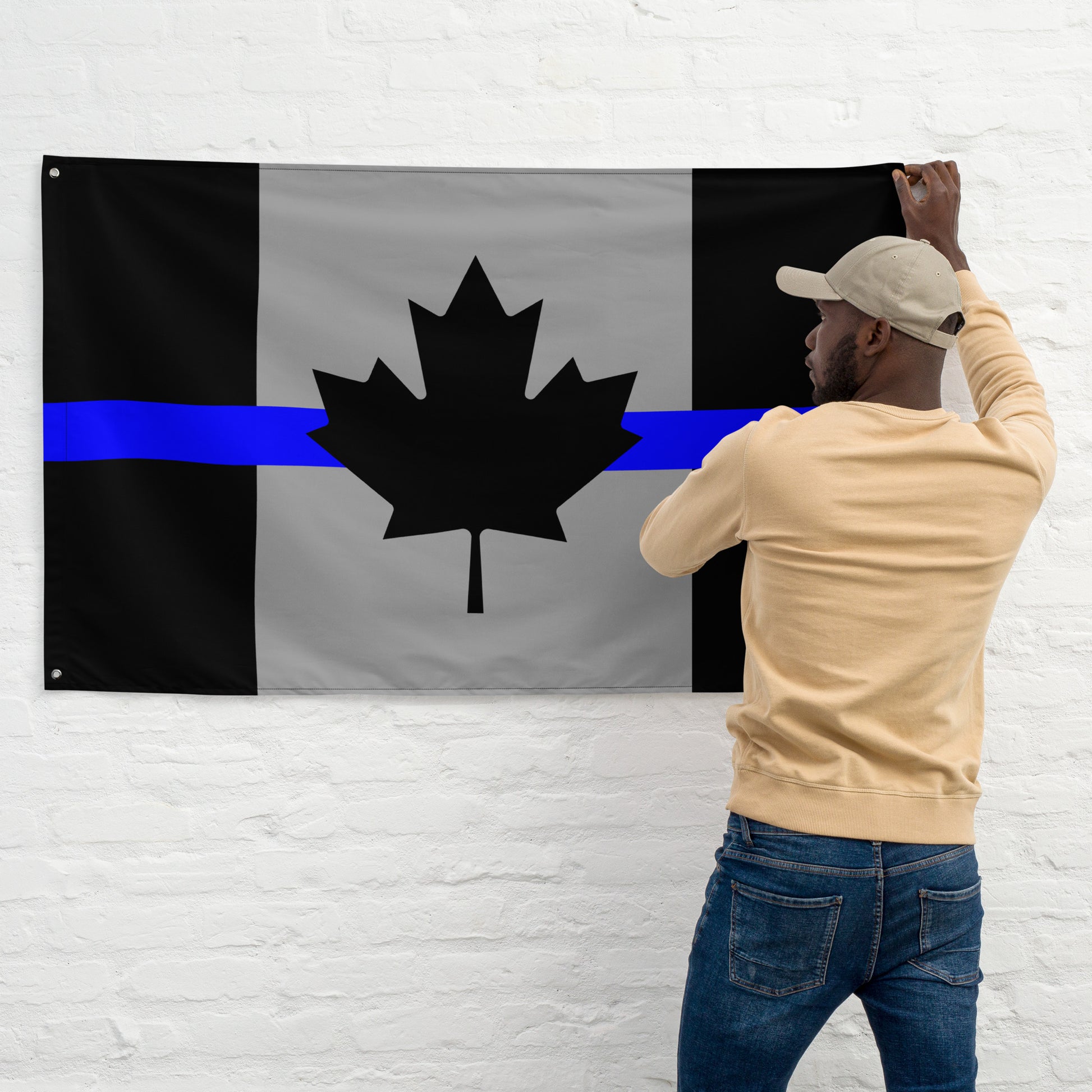 Thin Blue Line Canada Maple Leaf Wall Flag-911 Duty Gear Canada-911 Duty Gear Canada