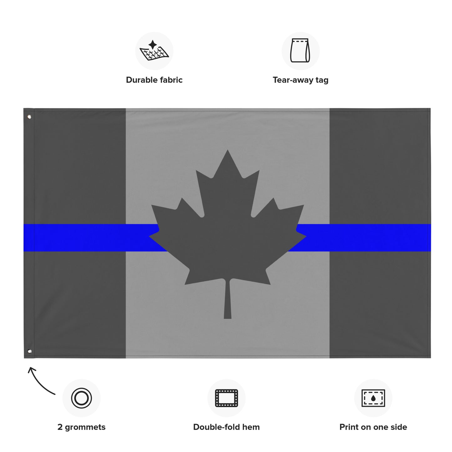 Subdued Thin Blue Line Canada Wall Flag-911 Duty Gear Canada-911 Duty Gear Canada