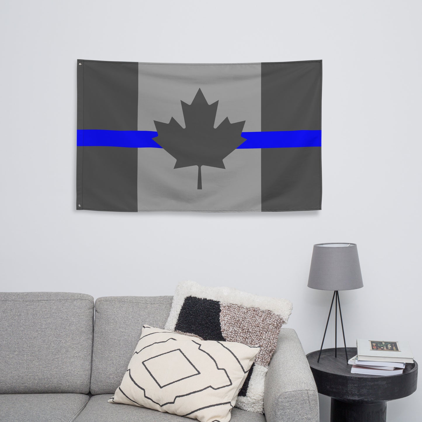 Subdued Thin Blue Line Canada Wall Flag-911 Duty Gear Canada-911 Duty Gear Canada