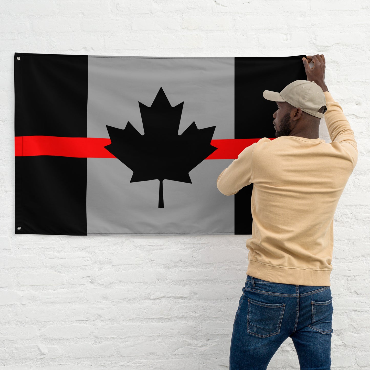 Thin Red Line Canada Firefighter Wall Flag-911 Duty Gear Canada-911 Duty Gear Canada
