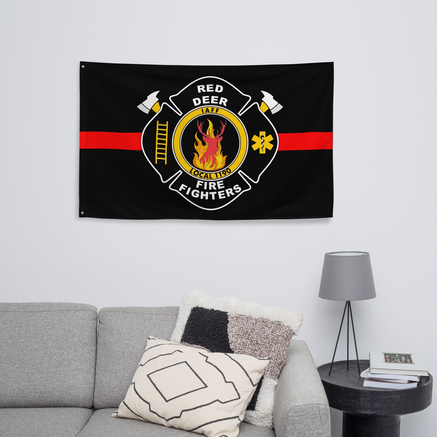 Custom Firefighter, Fire Department, Station, Engine Company Wall Flag-911 Duty Gear Canada-911 Duty Gear Canada