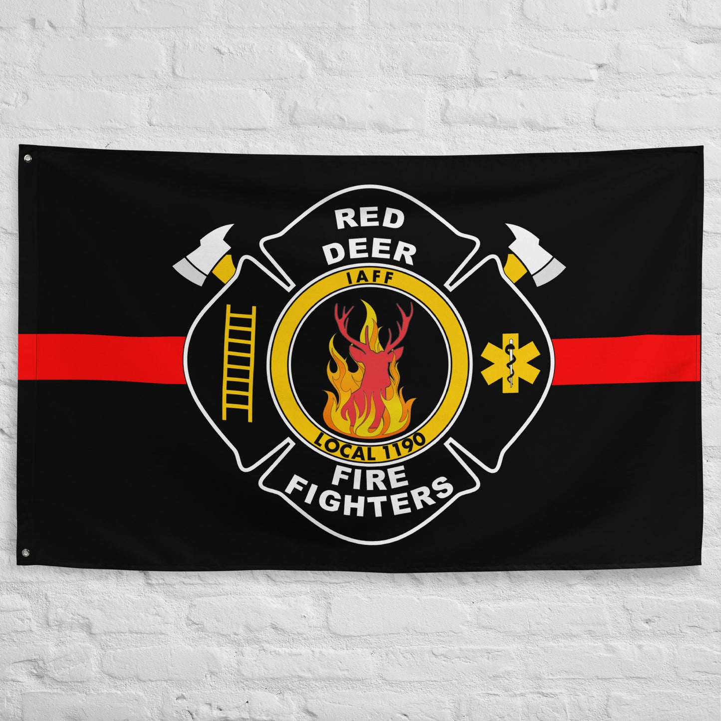 Custom Firefighter, Fire Department, Station, Engine Company Wall Flag-911 Duty Gear Canada-911 Duty Gear Canada