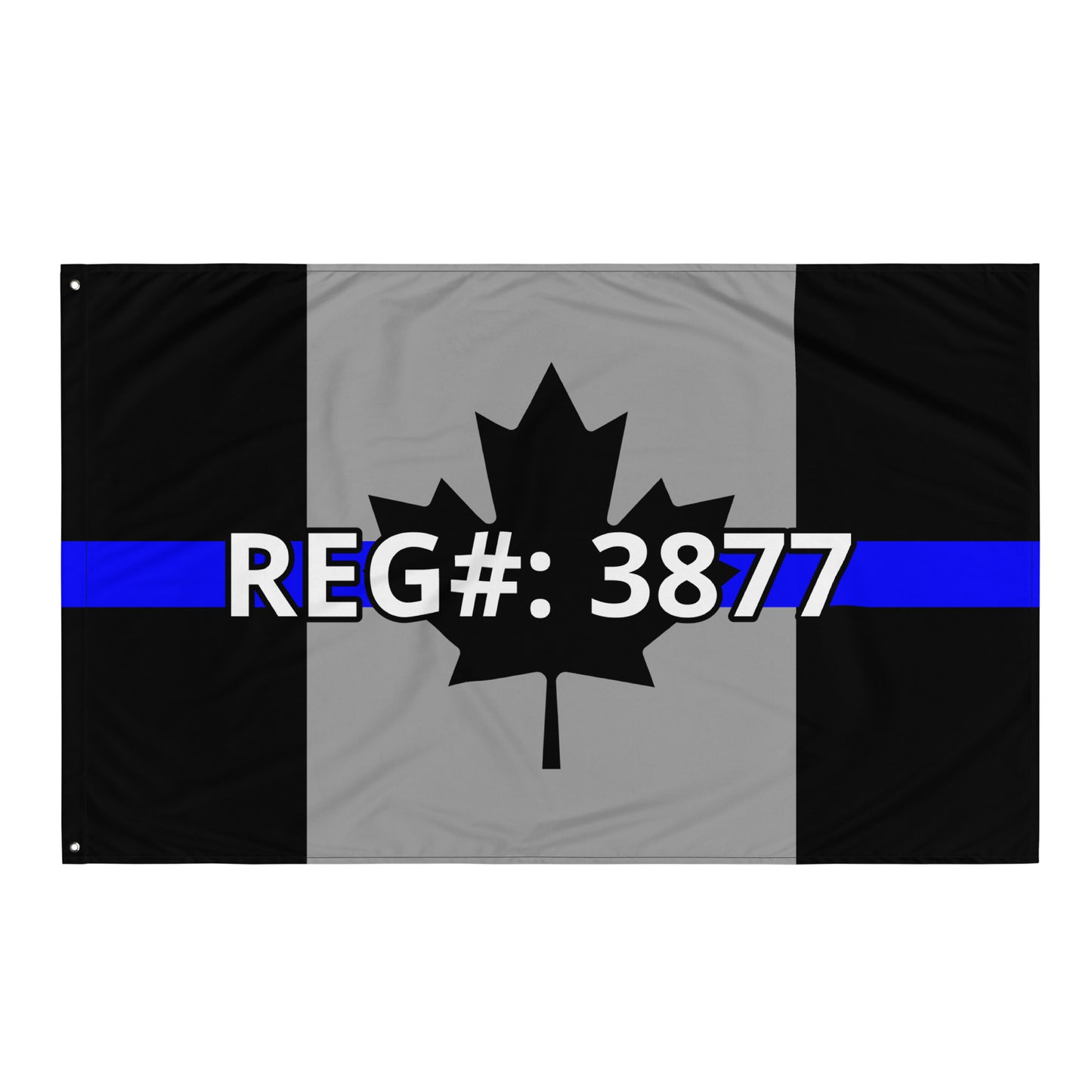 Custom Text, Name, Reg, Badge Thin Blue Line Wall Flag-911 Duty Gear Canada-911 Duty Gear Canada