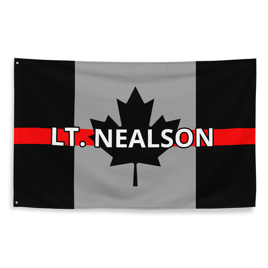 Custom Text, Name, Reg, Badge Thin Red Line Wall Flag-911 Duty Gear Canada-911 Duty Gear Canada
